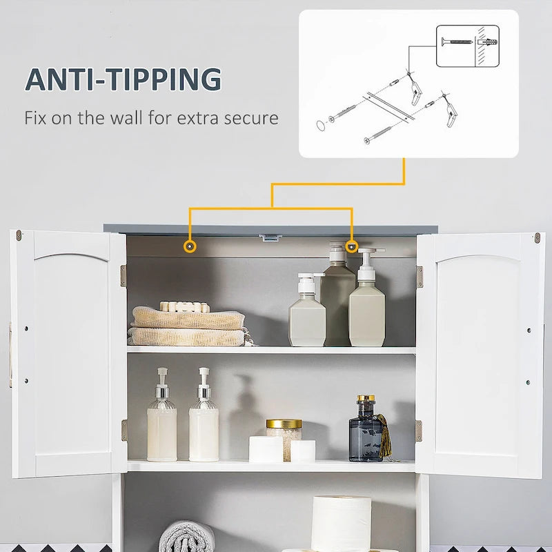 Meuble de rangement moderne Kleankin à double porte pour toilettes, organisateur de salle de bain