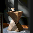 Table d'appoint d'intérieur légère en béton - Bois naturel