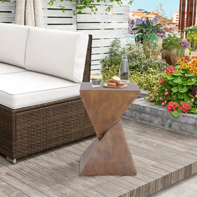 Table d'appoint d'intérieur légère en béton - Bois naturel