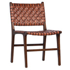 Maverick Top Grain Woven Leather with Teak Frame Dining Side Chair