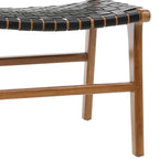 Chaise de salle à manger Maverick en cuir pleine fleur tissé avec structure en teck