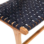 Chaise de salle à manger Maverick en cuir pleine fleur tissé avec structure en teck