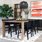 Chaise de salle à manger Maverick en cuir pleine fleur tissé avec structure en teck