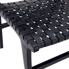 Chaise de salle à manger Maverick en cuir pleine fleur tissé avec structure en teck