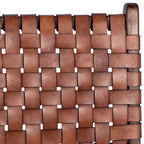 Chaise de salle à manger Maverick en cuir pleine fleur tissé avec structure en teck