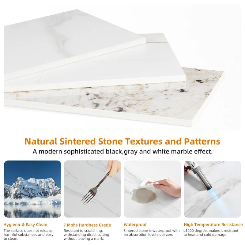 Table de salle à manger ronde avec plateau en marbre et pieds en métal, idéale pour la salle à manger ou la cuisine.