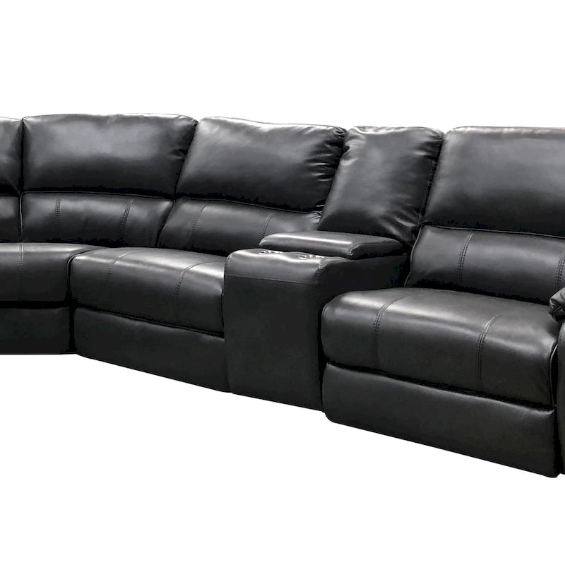 Canapé d'angle inclinable électrique Brady 7 pièces gris