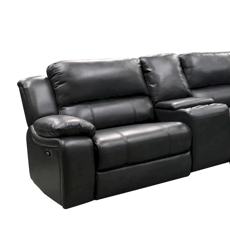 Canapé d'angle inclinable électrique Brady 7 pièces gris