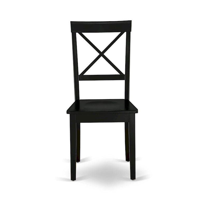 Ensemble de table de cuisine 3 pièces East West Furniture : une table ronde et des chaises à assise en bois, noir et cerisier (nombre de pièces au choix)