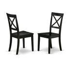 Ensemble de table de cuisine 3 pièces East West Furniture : une table ronde et des chaises à assise en bois, noir et cerisier (nombre de pièces au choix)