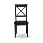 Ensemble de table de cuisine 3 pièces East West Furniture : une table ronde et des chaises à assise en bois, noir et cerisier (nombre de pièces au choix)