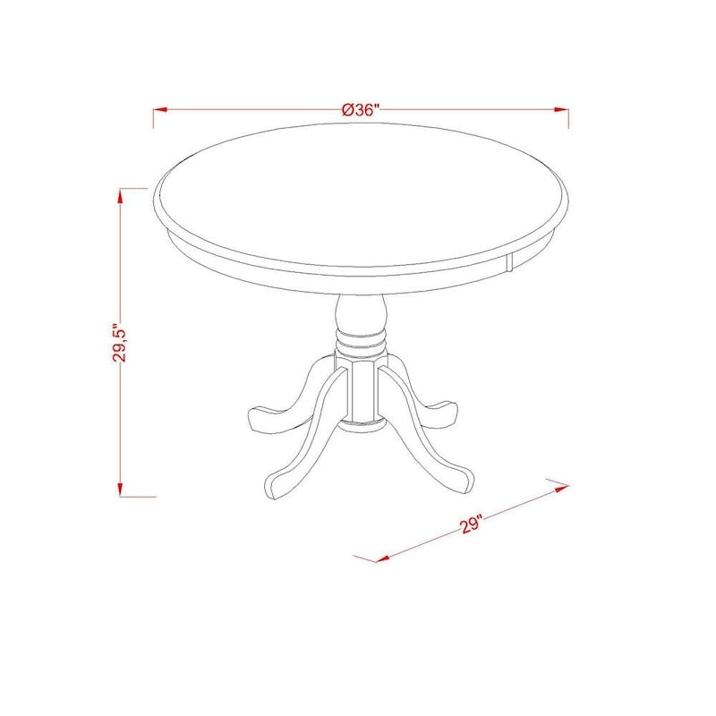 Ensemble de table de cuisine 3 pièces East West Furniture : une table ronde et des chaises à assise en bois, noir et cerisier (nombre de pièces au choix)