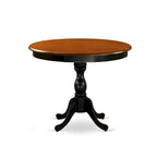 Ensemble de table de cuisine 3 pièces East West Furniture : une table ronde et des chaises à assise en bois, noir et cerisier (nombre de pièces au choix)