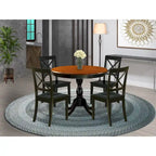 Ensemble de table de cuisine 3 pièces East West Furniture : une table ronde et des chaises à assise en bois, noir et cerisier (nombre de pièces au choix)