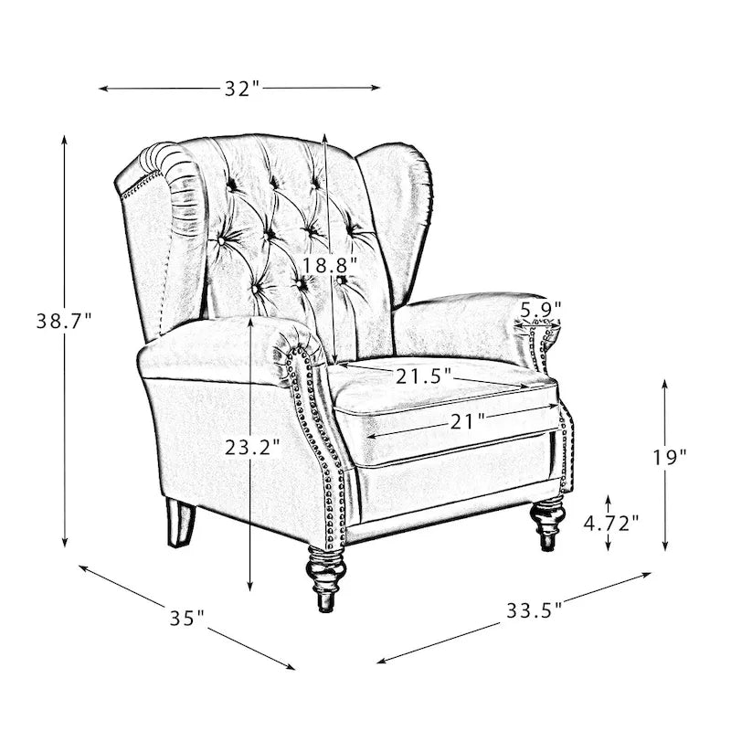 Fauteuil Alex Classic en cuir avec garniture cloutée par HULALA HOME