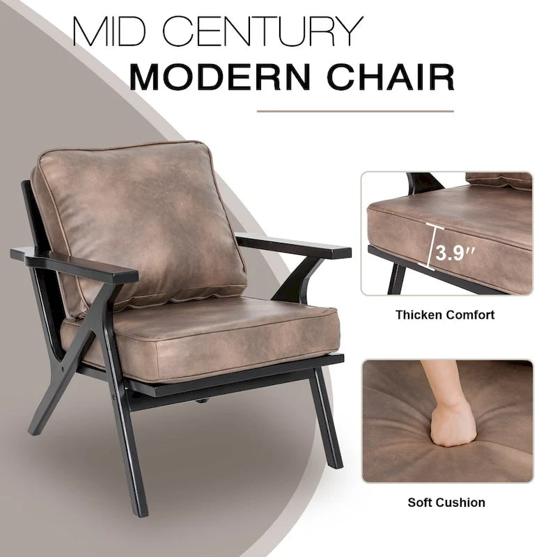 Fauteuil d'appoint, fauteuil de salon, fauteuil moderne du milieu du siècle, fauteuil de lecture d'appoint avec accoudoir.