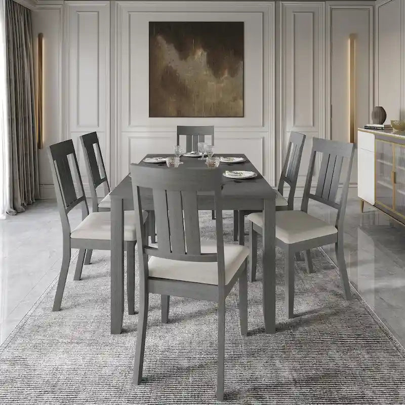 Ensemble de salle à manger classique en bois 7 pièces CraftPorch