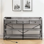 Console avec prises électriques et ports USB, table d'entrée étroite à 3 tiroirs