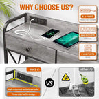 Console avec prises électriques et ports USB, table d'entrée étroite à 3 tiroirs