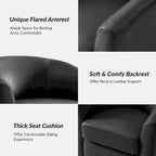 Fauteuil pivotant Althea moderne en cuir véritable avec base en bois massif par HULALA HOME