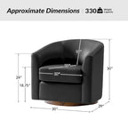 Fauteuil pivotant Althea moderne en cuir véritable avec base en bois massif par HULALA HOME