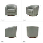 Fauteuil pivotant Althea moderne en cuir véritable avec base en bois massif par HULALA HOME