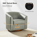 Fauteuil pivotant Althea moderne en cuir véritable avec base en bois massif par HULALA HOME