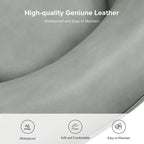 Fauteuil pivotant Althea moderne en cuir véritable avec base en bois massif par HULALA HOME