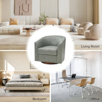 Fauteuil pivotant Althea moderne en cuir véritable avec base en bois massif par HULALA HOME