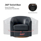 Fauteuil pivotant Althea moderne en cuir véritable avec base en bois massif par HULALA HOME