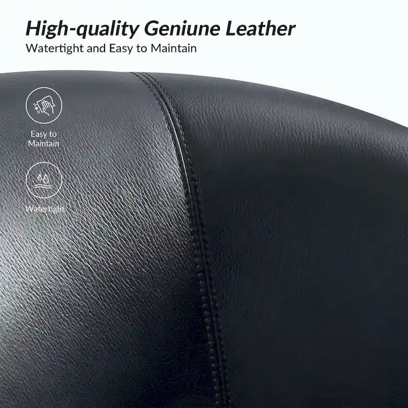 Fauteuil pivotant Althea moderne en cuir véritable avec base en bois massif par HULALA HOME