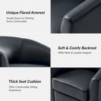 Fauteuil pivotant Althea moderne en cuir véritable avec base en bois massif par HULALA HOME