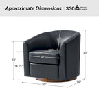 Fauteuil pivotant Althea moderne en cuir véritable avec base en bois massif par HULALA HOME