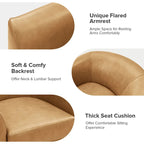 Fauteuil pivotant Althea moderne en cuir véritable avec base en bois massif par HULALA HOME