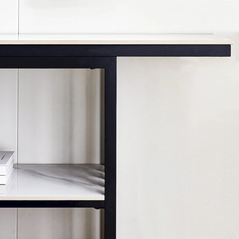 Console moderne, structure en métal avec pieds réglables, idéale pour l'entrée, le couloir, le salon et le bureau. (Noir)