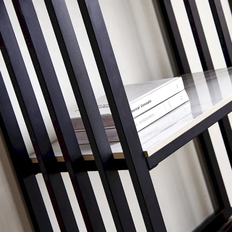 Console moderne, structure en métal avec pieds réglables, idéale pour l'entrée, le couloir, le salon et le bureau. (Noir)