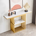 Console moderne, structure en métal avec pieds réglables, idéale pour l'entrée, le couloir, le salon et le bureau. (Noir)