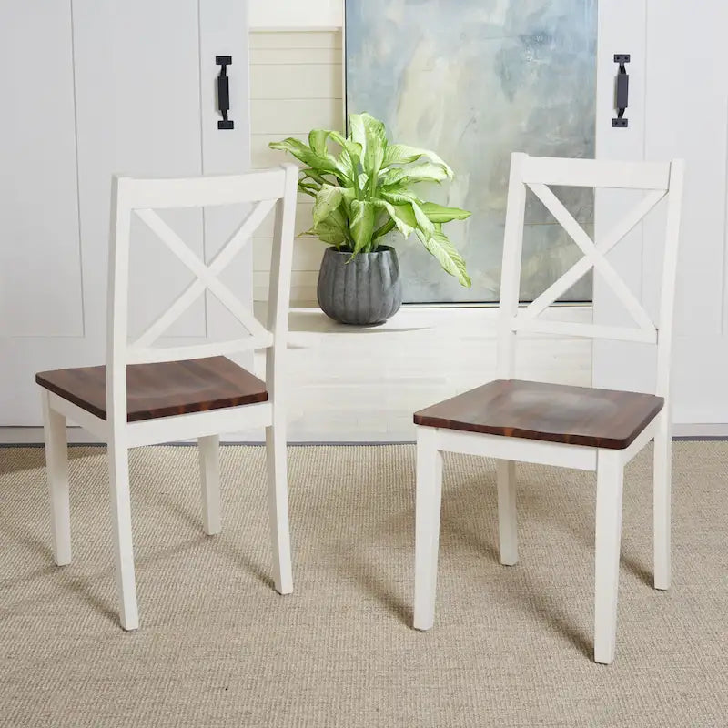 Chaises de salle à manger SAFAVIEH Lulla Farmhouse à dossier croisé (lot de 2) - 46,7 cm (L) x 50,5 cm (l) x 94 cm (H) - 18L x 20P x 37H