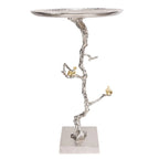 Table d'appoint ronde demi-lune Welling blanche et dorée, 28 pouces