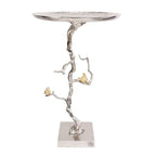 Table d'appoint ronde demi-lune Welling blanche et dorée, 28 pouces