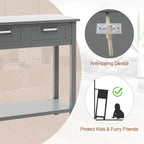 Console étroite avec tiroirs et étagère de rangement ouverte - 80 cm (L) x 36 cm (l) x 81 cm (H)