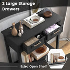 Console étroite avec tiroirs et étagère de rangement ouverte - 80 cm (L) x 36 cm (l) x 81 cm (H)