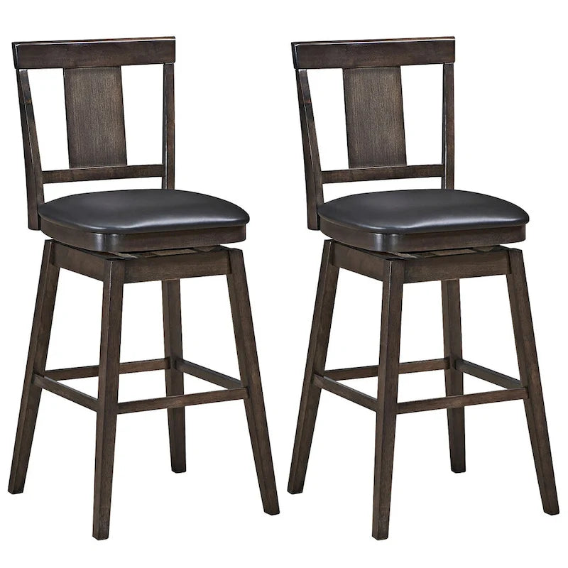 Tabouret de bar pivotant 74 cm (29 pouces), hauteur pub, rembourré, avec assise en caoutchouc - Gris foncé