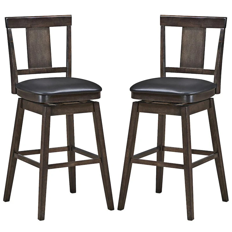 Tabouret de bar pivotant 74 cm (29 pouces), hauteur pub, rembourré, avec assise en caoutchouc - Gris foncé