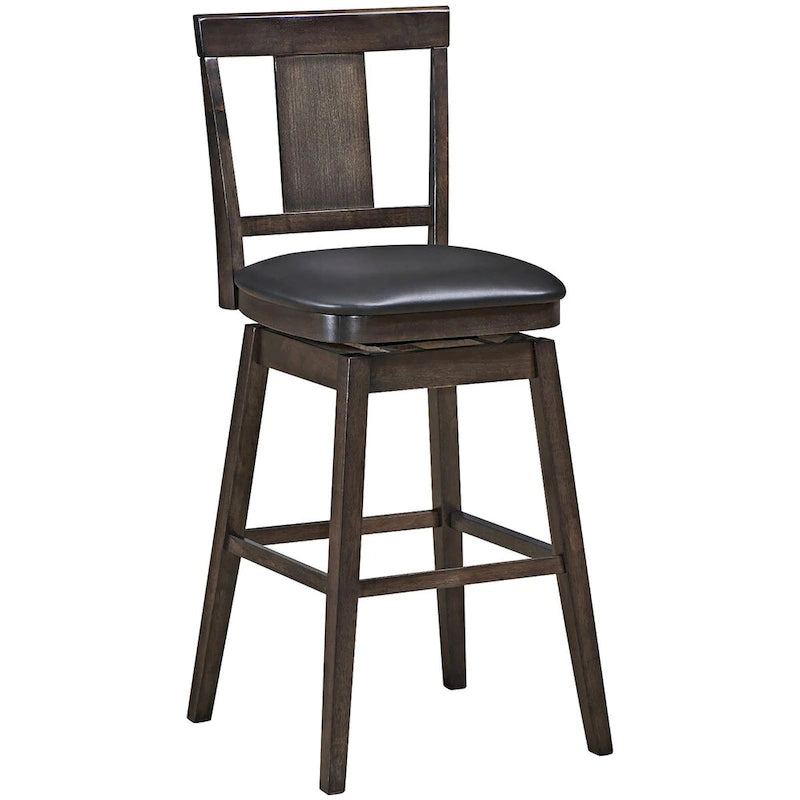 Tabouret de bar pivotant 74 cm (29 pouces), hauteur pub, rembourré, avec assise en caoutchouc - Gris foncé