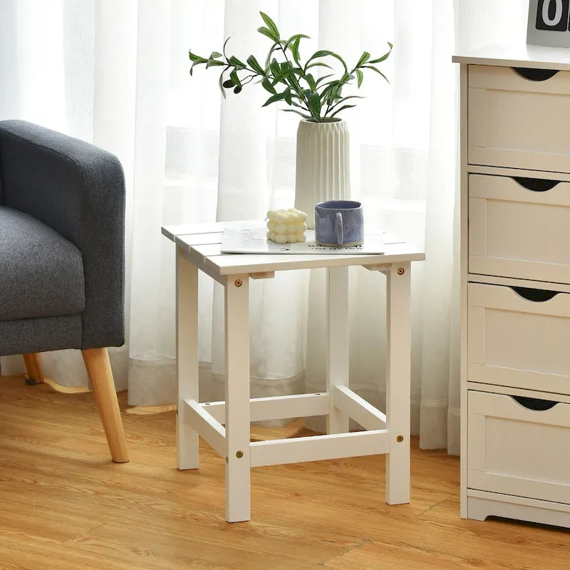 Table basse carrée Costway Patio 15, en lattes de bois, pour jardin ou terrasse - Voir les détails