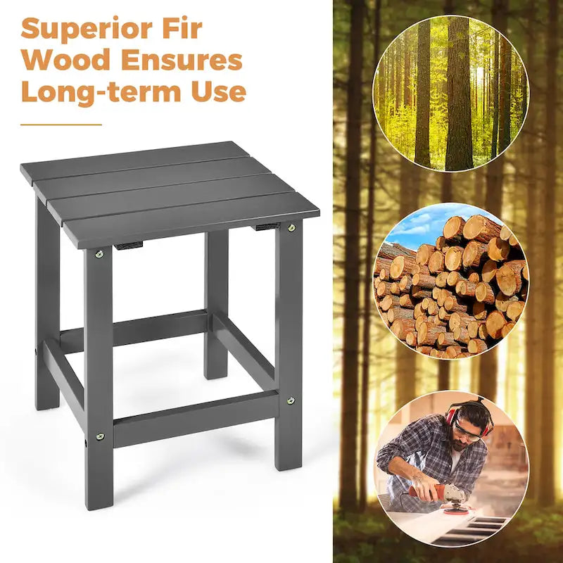 Table basse carrée Costway Patio 15, en lattes de bois, pour jardin ou terrasse - Voir les détails