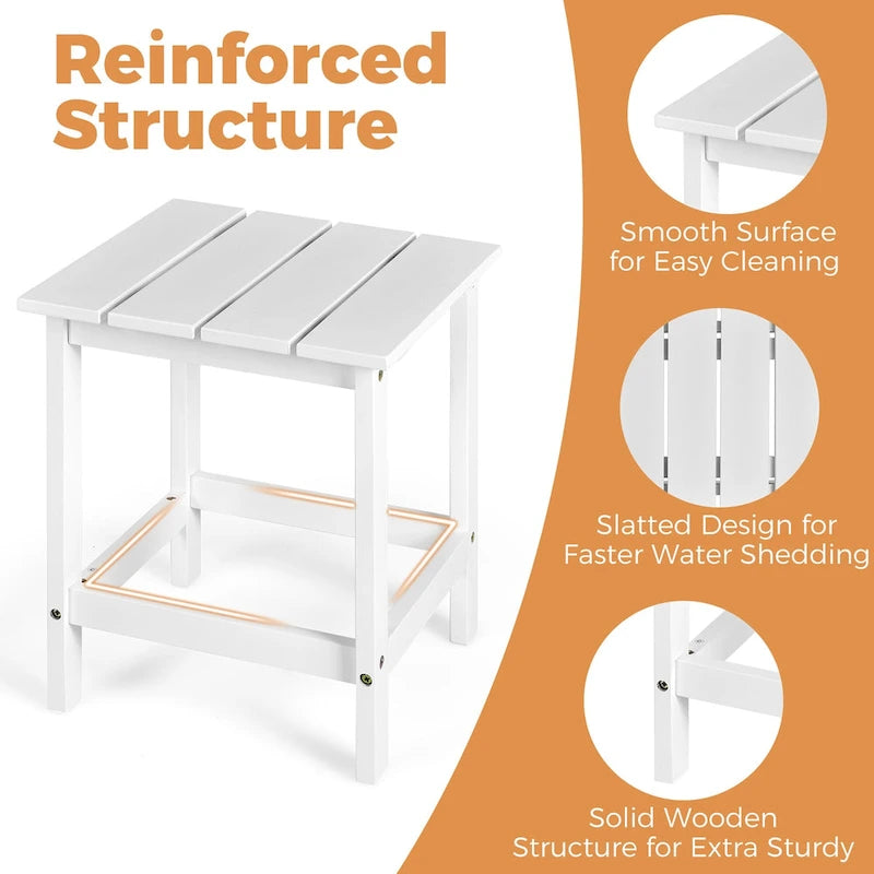 Table basse carrée Costway Patio 15, en lattes de bois, pour jardin ou terrasse - Voir les détails