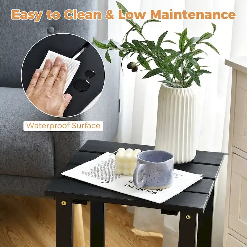 Table basse carrée Costway Patio 15, en lattes de bois, pour jardin ou terrasse - Voir les détails