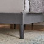 VECELO, Cadre de lit plateforme rembourré avec tête de lit cloutée, tailles Twin, Full et Queen - Gris